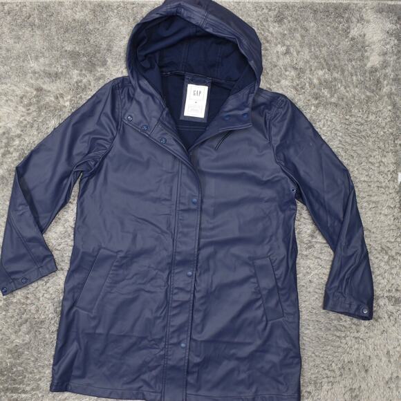 GAP Women's Size M Windbreaker Jacket Blue Polyester Zip Hooded Long Sleeve - Picture 1 of 8